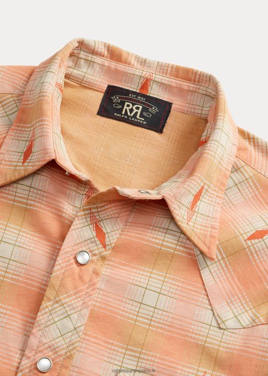 chemise western coupe slim en jersey à carreaux 46T60T1753 Hommes Ralph Lauren multi rouge/crème
