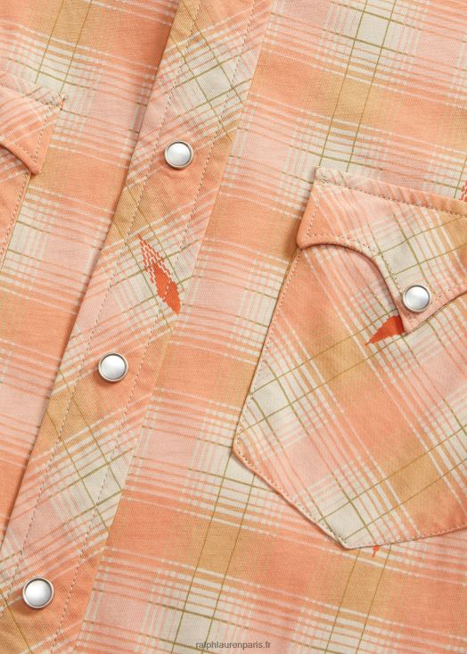chemise western coupe slim en jersey à carreaux 46T60T1753 Hommes Ralph Lauren multi rouge/crème