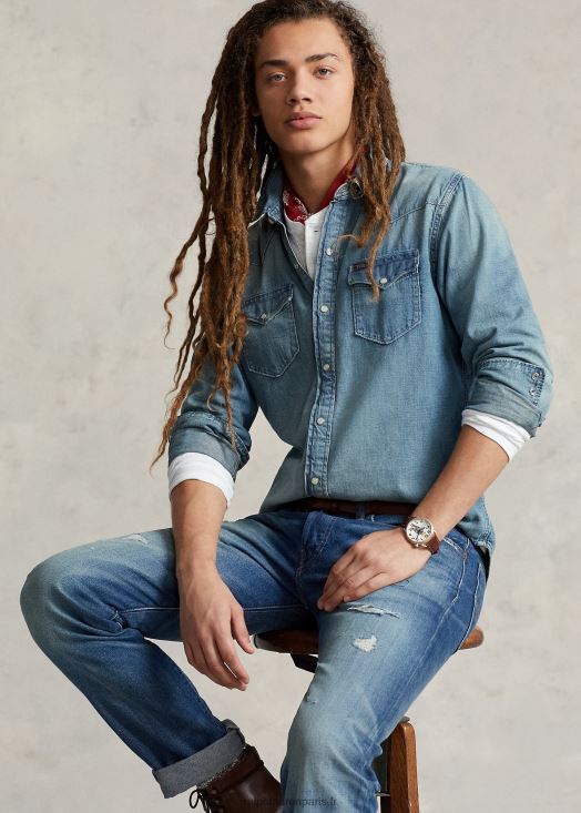 chemise western en denim flammé 46T60T8494 Hommes Ralph Lauren rl ouest
