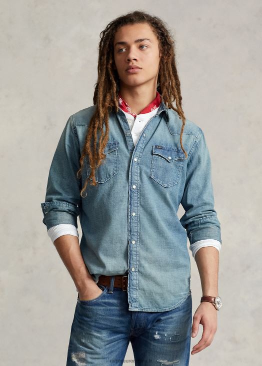 chemise western en denim flammé 46T60T8494 Hommes Ralph Lauren rl ouest