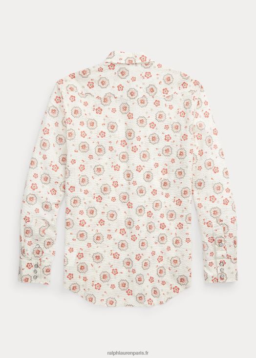 chemise western en seersucker slim bandana 46T60T1709 Hommes Ralph Lauren beige/corail
