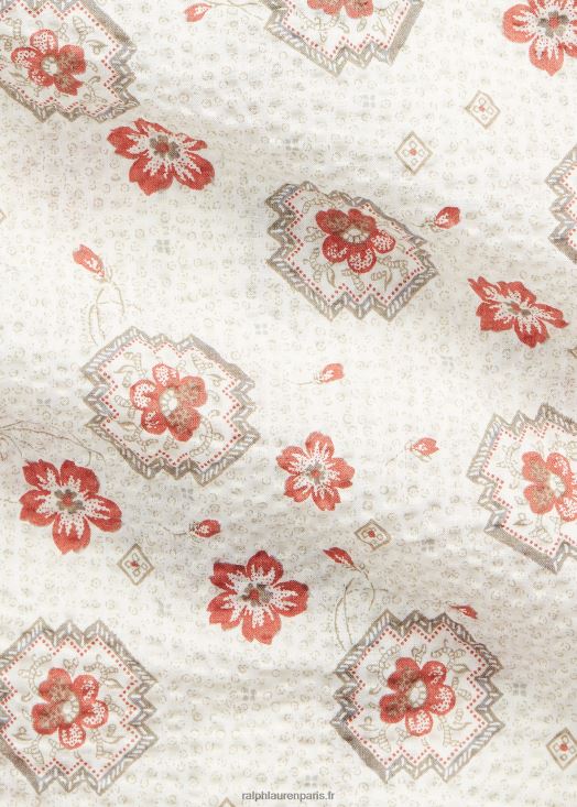 chemise western en seersucker slim bandana 46T60T1709 Hommes Ralph Lauren beige/corail