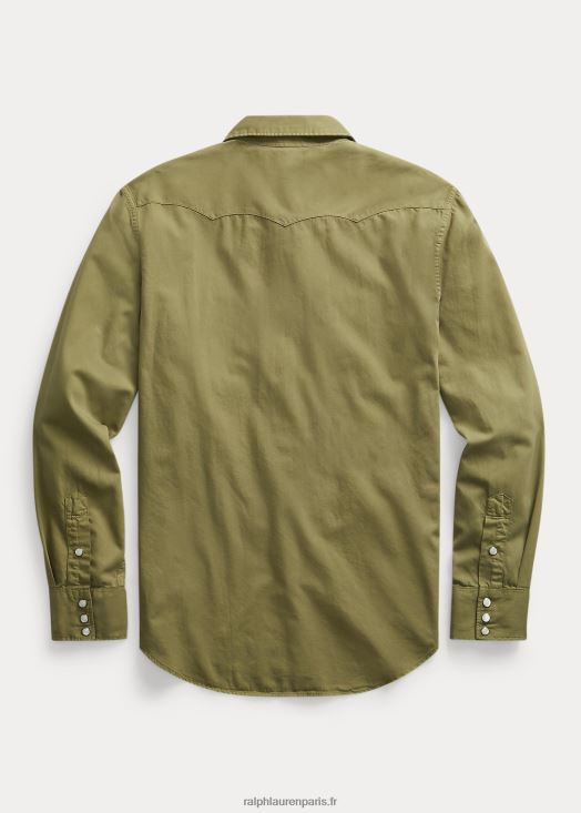 chemise western en sergé coupe slim 46T60T1742 Hommes Ralph Lauren olive terne