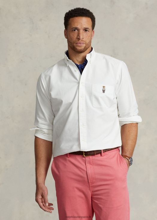 polo ours chemise oxford 46T60T1569 Hommes Ralph Lauren ours blanc de printemps