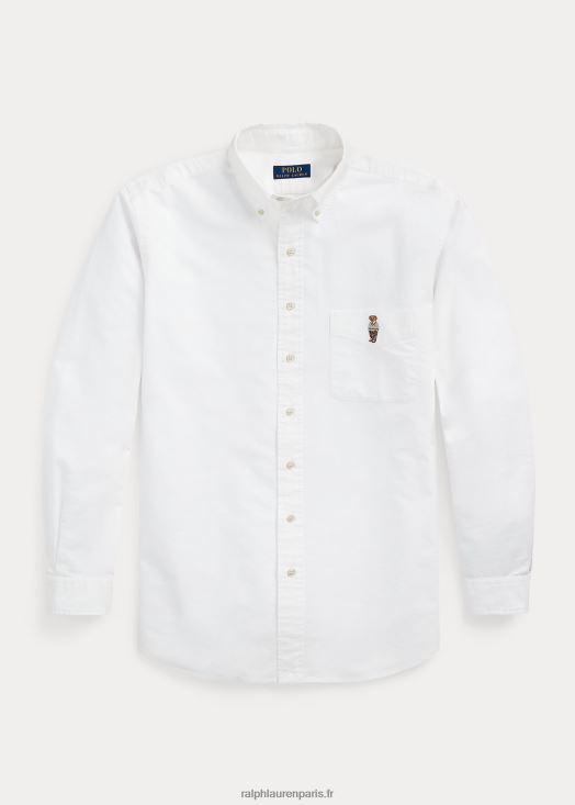 polo ours chemise oxford 46T60T1569 Hommes Ralph Lauren ours blanc de printemps