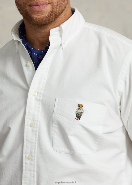 polo ours chemise oxford 46T60T1569 Hommes Ralph Lauren ours blanc de printemps