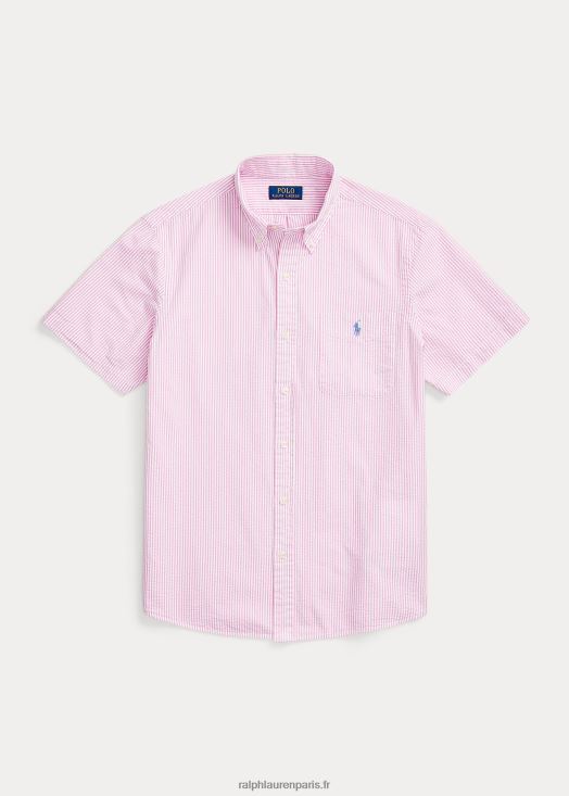 rl prepster chemise en seersucker coupe classique 46T60T676 Hommes Ralph Lauren 2604h rose/blanc