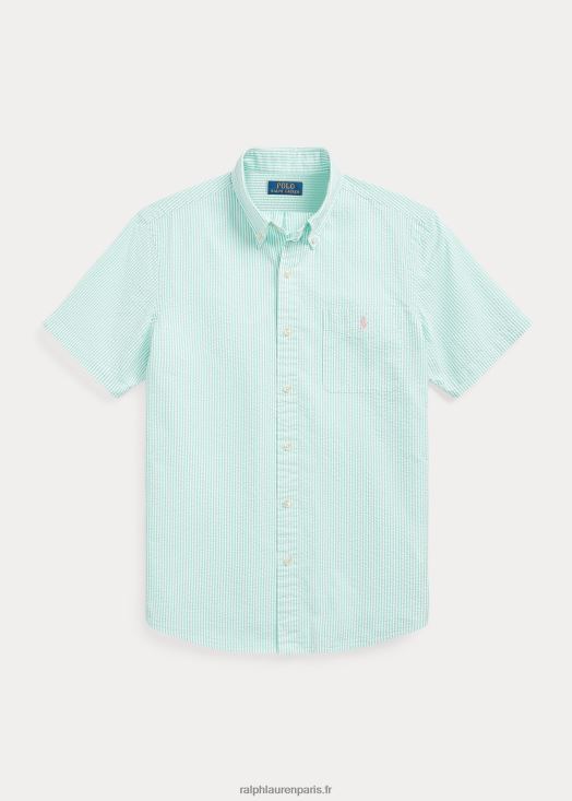 rl prepster chemise en seersucker coupe classique 46T60T677 Hommes Ralph Lauren keywest vert/blanc