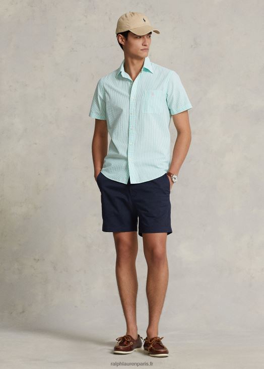 rl prepster chemise en seersucker coupe classique 46T60T677 Hommes Ralph Lauren keywest vert/blanc