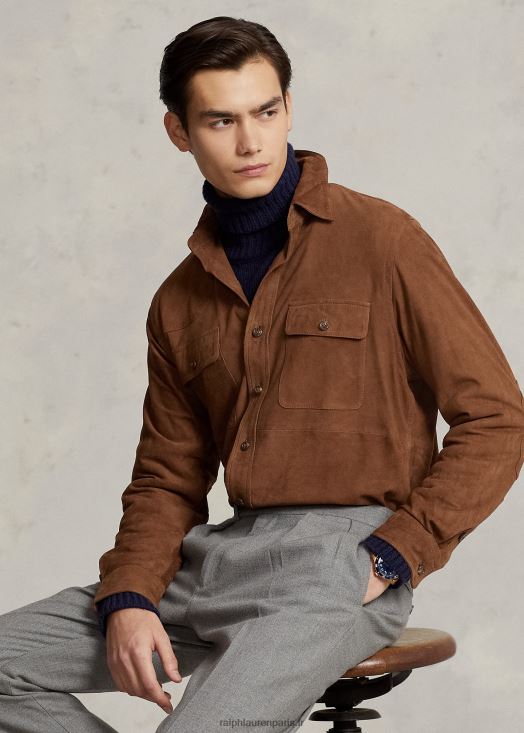 surchemise en daim 46T60T1176 Hommes Ralph Lauren roux pâle foncé