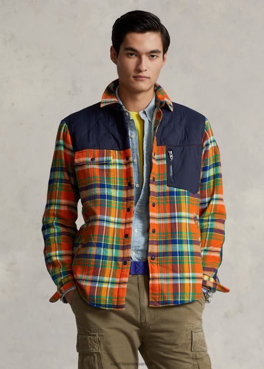 surchemise hybride en flanelle à carreaux 46T60T8474 Hommes Ralph Lauren multi orange/royal