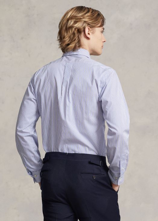 chemise ajustée en popeline rayée 46T60T1151 Hommes Ralph Lauren cagnard bleu/blanc