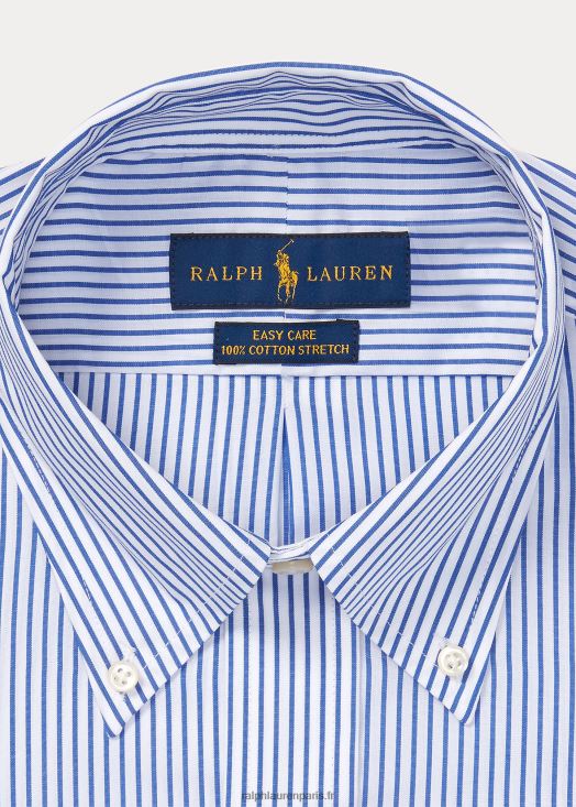 chemise ajustée en popeline rayée 46T60T1151 Hommes Ralph Lauren cagnard bleu/blanc