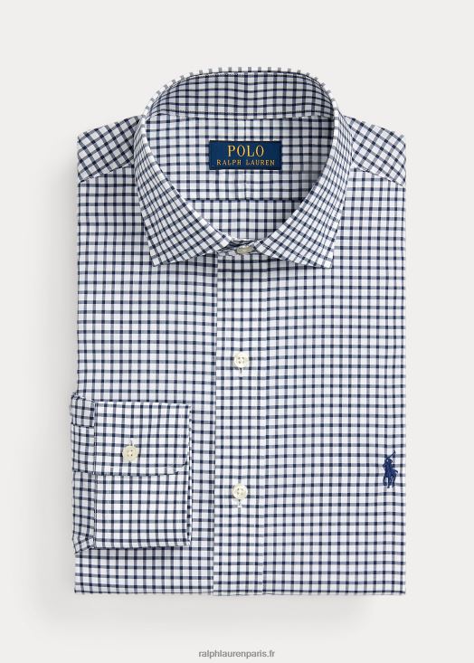 chemise coupe ajustée en popeline à carreaux 46T60T785 Hommes Ralph Lauren marine/blanc