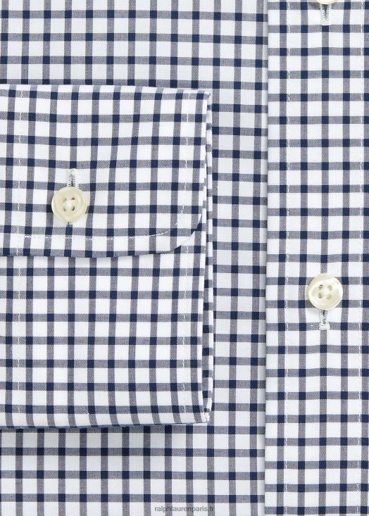 chemise coupe ajustée en popeline à carreaux 46T60T785 Hommes Ralph Lauren marine/blanc