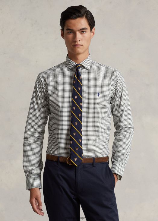 chemise coupe ajustée en popeline à carreaux 46T60T786 Hommes Ralph Lauren classique terne/blanc