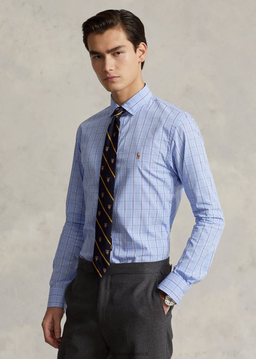 chemise de performance à carreaux coupe slim 46T60T1260 Hommes Ralph Lauren 5497 multi bleu/blanc