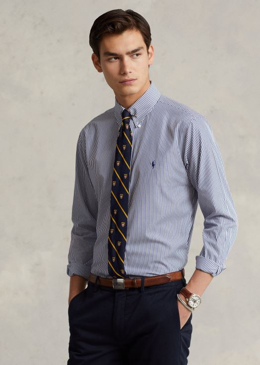 chemise en popeline coupe classique 46T60T1108 Hommes Ralph Lauren marine/blanc