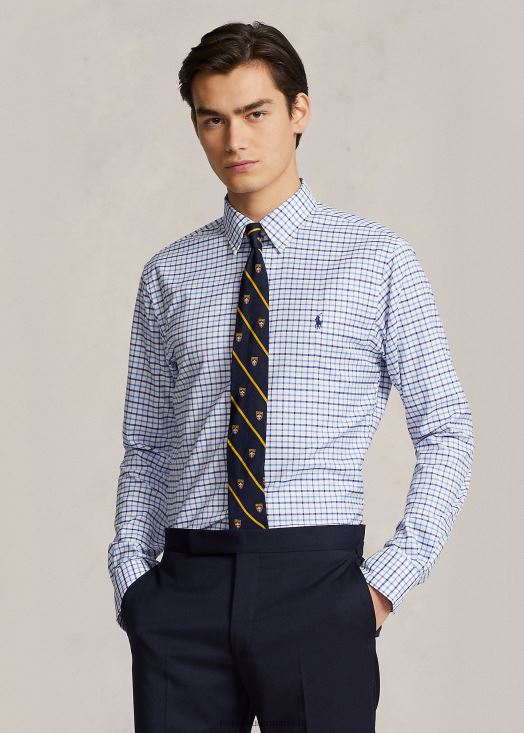 chemise oxford à carreaux coupe ajustée 46T60T1189 Hommes Ralph Lauren multi blanc/bleu