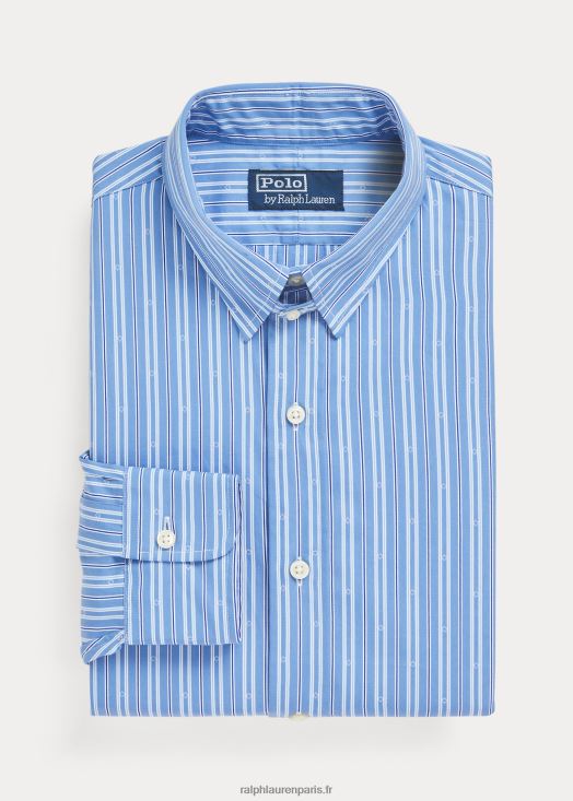 chemise rayée coupe ajustée à col boutonné 46T60T1196 Hommes Ralph Lauren bleu d'automne/blanc