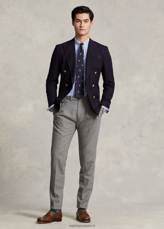 chemise rayée coupe ajustée à col boutonné 46T60T1196 Hommes Ralph Lauren bleu d'automne/blanc