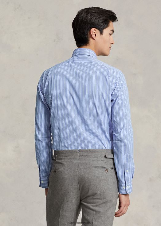 chemise rayée coupe ajustée à col boutonné 46T60T1196 Hommes Ralph Lauren bleu d'automne/blanc