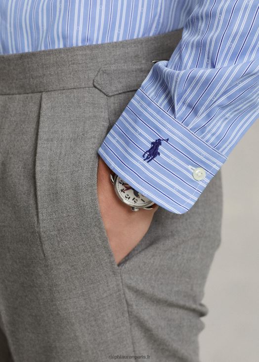 chemise rayée coupe ajustée à col boutonné 46T60T1196 Hommes Ralph Lauren bleu d'automne/blanc