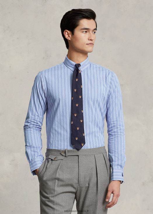 chemise rayée coupe ajustée à col boutonné 46T60T1196 Hommes Ralph Lauren bleu d'automne/blanc