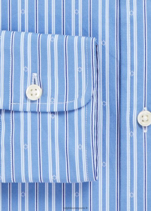 chemise rayée coupe ajustée à col boutonné 46T60T1196 Hommes Ralph Lauren bleu d'automne/blanc