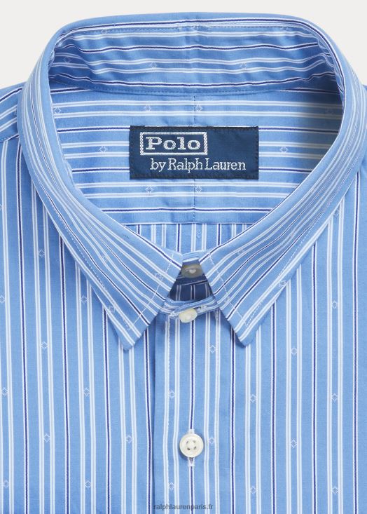 chemise rayée coupe ajustée à col boutonné 46T60T1196 Hommes Ralph Lauren bleu d'automne/blanc