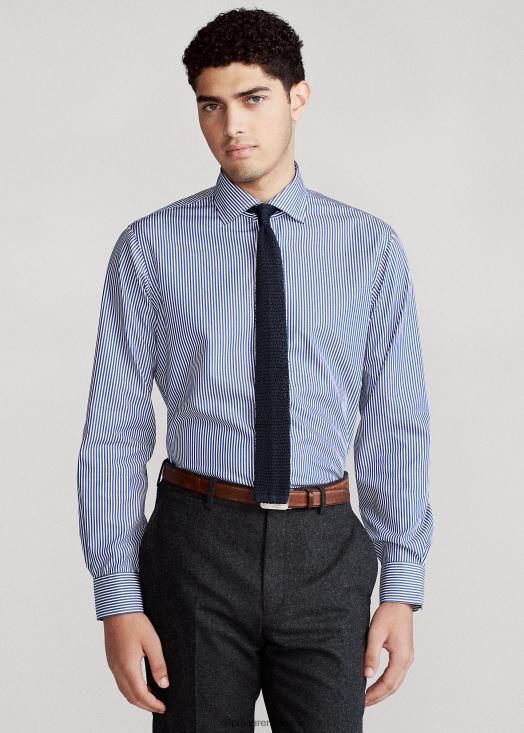 chemise rayée en popeline stretch facile d'entretien - toutes coupes 46T60T1003 Hommes Ralph Lauren royal/blanc