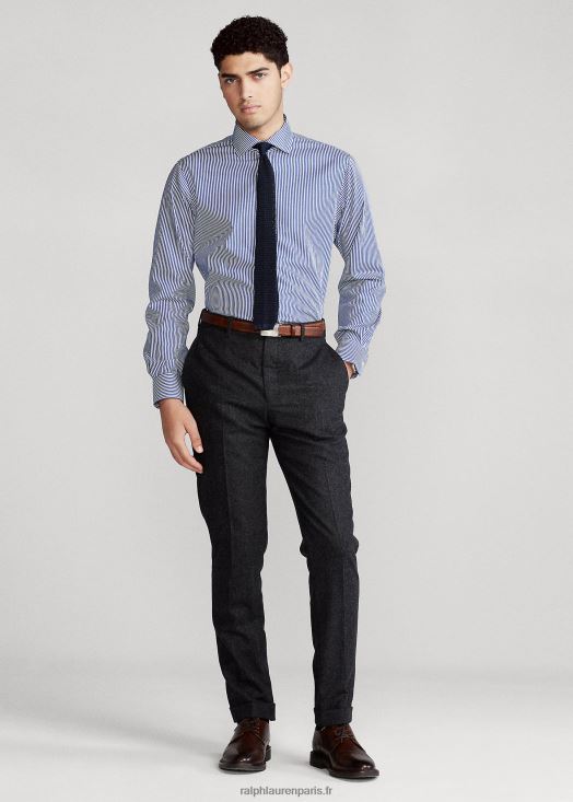 chemise rayée en popeline stretch facile d'entretien - toutes coupes 46T60T1003 Hommes Ralph Lauren royal/blanc