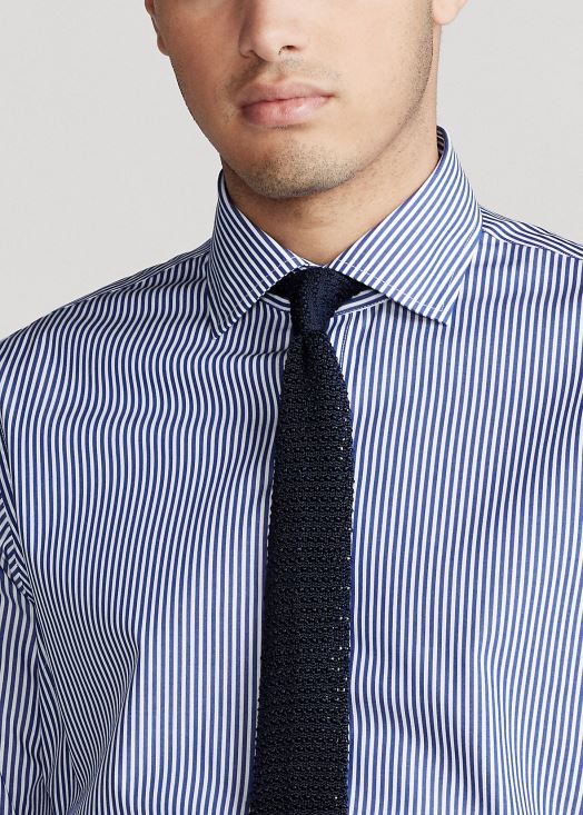 chemise rayée en popeline stretch facile d'entretien - toutes coupes 46T60T1003 Hommes Ralph Lauren royal/blanc
