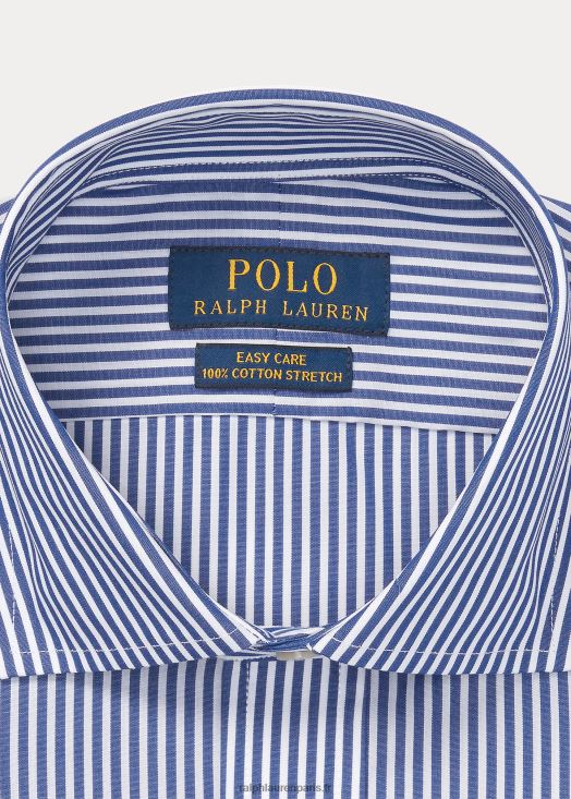 chemise rayée en popeline stretch facile d'entretien - toutes coupes 46T60T1003 Hommes Ralph Lauren royal/blanc