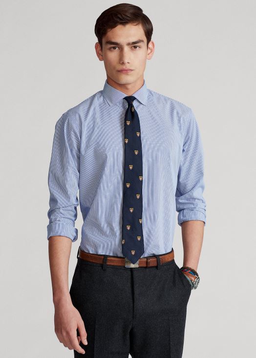 chemise rayée en popeline stretch facile d'entretien - toutes coupes 46T60T1049 Hommes Ralph Lauren bleu cristal/blanc