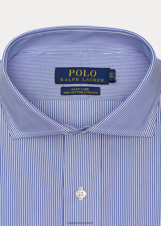 chemise rayée en popeline stretch facile d'entretien - toutes coupes 46T60T1049 Hommes Ralph Lauren bleu cristal/blanc