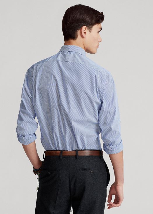chemise rayée en popeline stretch facile d'entretien - toutes coupes 46T60T1049 Hommes Ralph Lauren bleu cristal/blanc