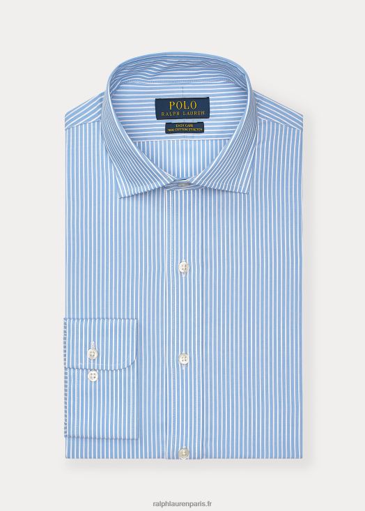 chemise rayée en popeline stretch facile d'entretien - toutes coupes 46T60T448 Hommes Ralph Lauren azur/blanc