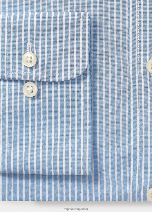 chemise rayée en popeline stretch facile d'entretien - toutes coupes 46T60T448 Hommes Ralph Lauren azur/blanc