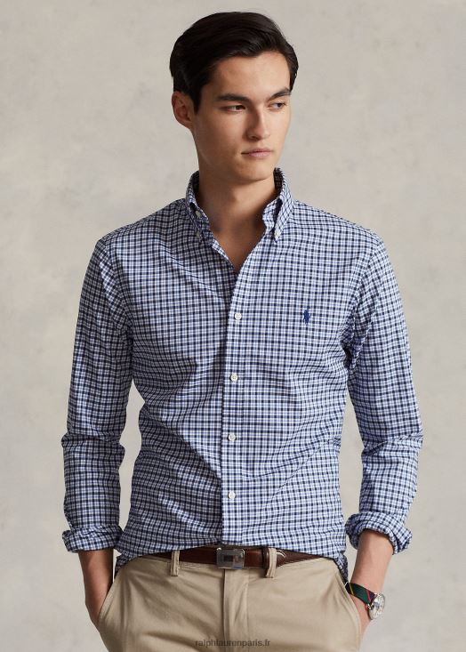 chemise slim en popeline à carreaux 46T60T1141 Hommes Ralph Lauren marine multi