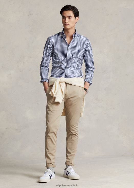 chemise slim en popeline à carreaux 46T60T1141 Hommes Ralph Lauren marine multi