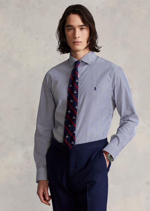 chemise slim en popeline rayée 46T60T1088 Hommes Ralph Lauren marine/blanc