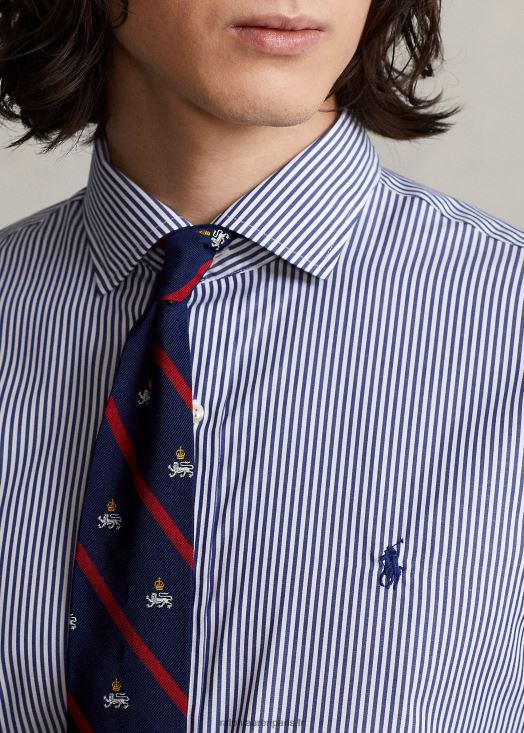 chemise slim en popeline rayée 46T60T1088 Hommes Ralph Lauren marine/blanc