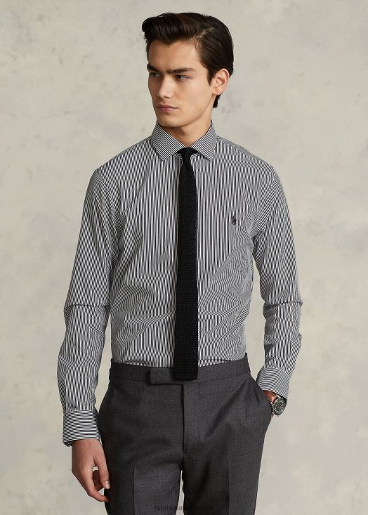 chemise slim en popeline rayée 46T60T1089 Hommes Ralph Lauren noir/blanc