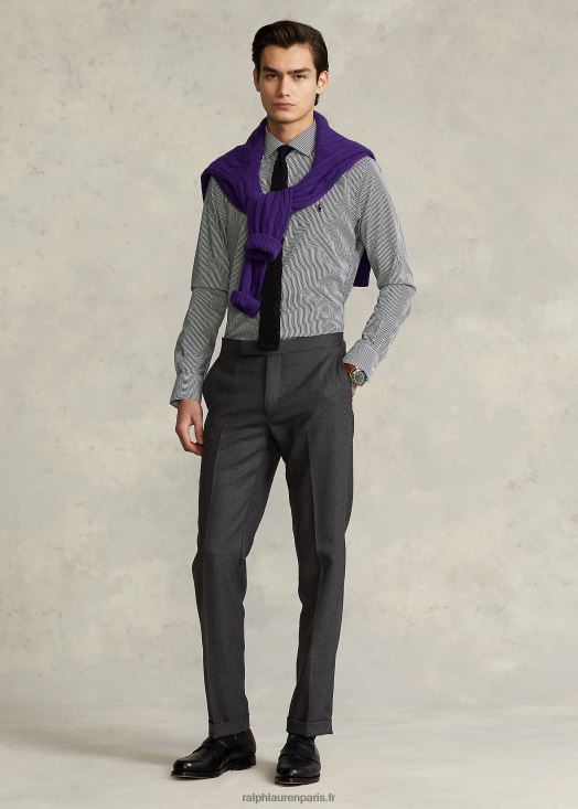 chemise slim en popeline rayée 46T60T1089 Hommes Ralph Lauren noir/blanc