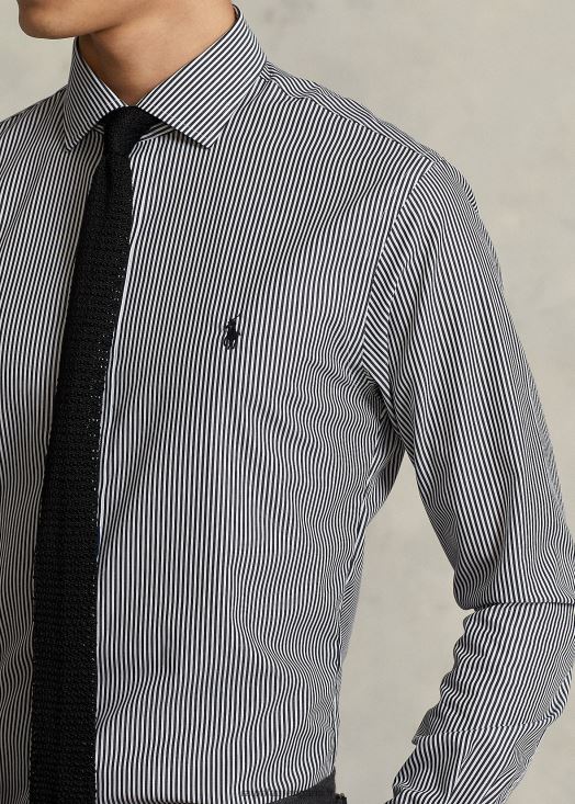 chemise slim en popeline rayée 46T60T1089 Hommes Ralph Lauren noir/blanc