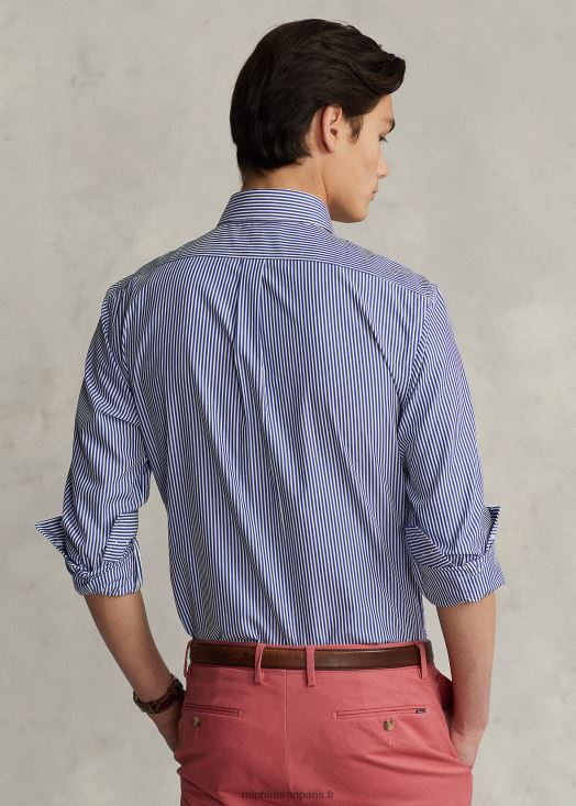 chemise slim en popeline rayée 46T60T378 Hommes Ralph Lauren royal/blanc