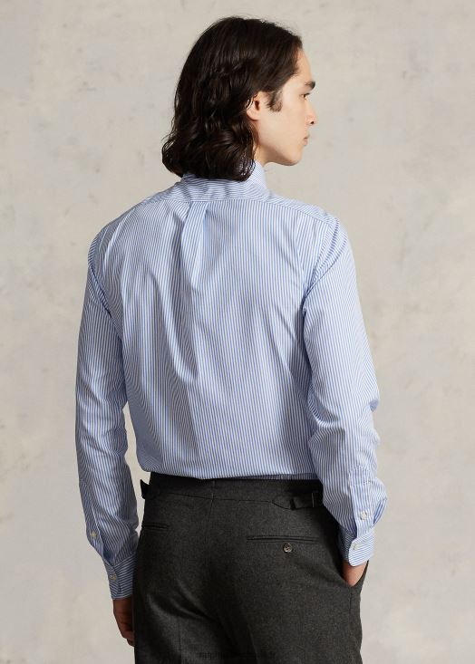 chemise slim en popeline rayée 46T60T379 Hommes Ralph Lauren bleu clair/blanc