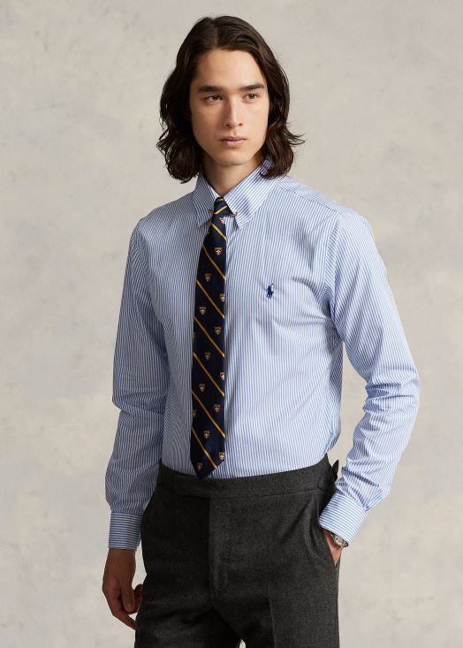 chemise slim en popeline rayée 46T60T379 Hommes Ralph Lauren bleu clair/blanc