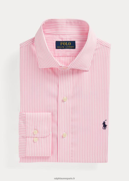 chemise slim en popeline rayée 46T60T380 Hommes Ralph Lauren rose/blanc